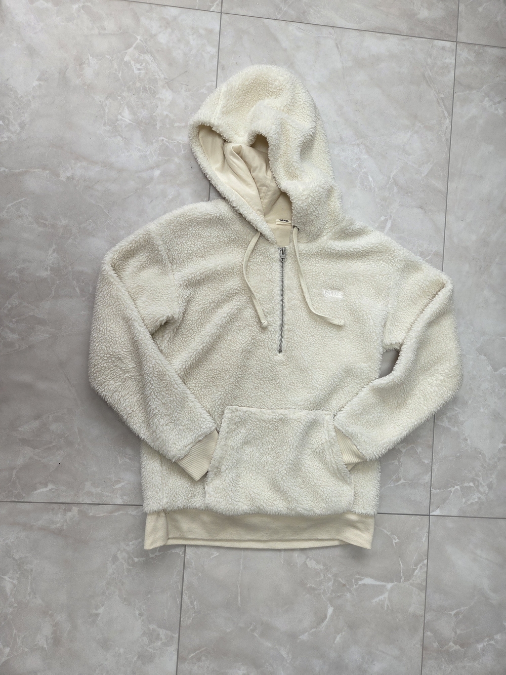 Vans Cream Sherpa Zip-Up Hoodie Sweater